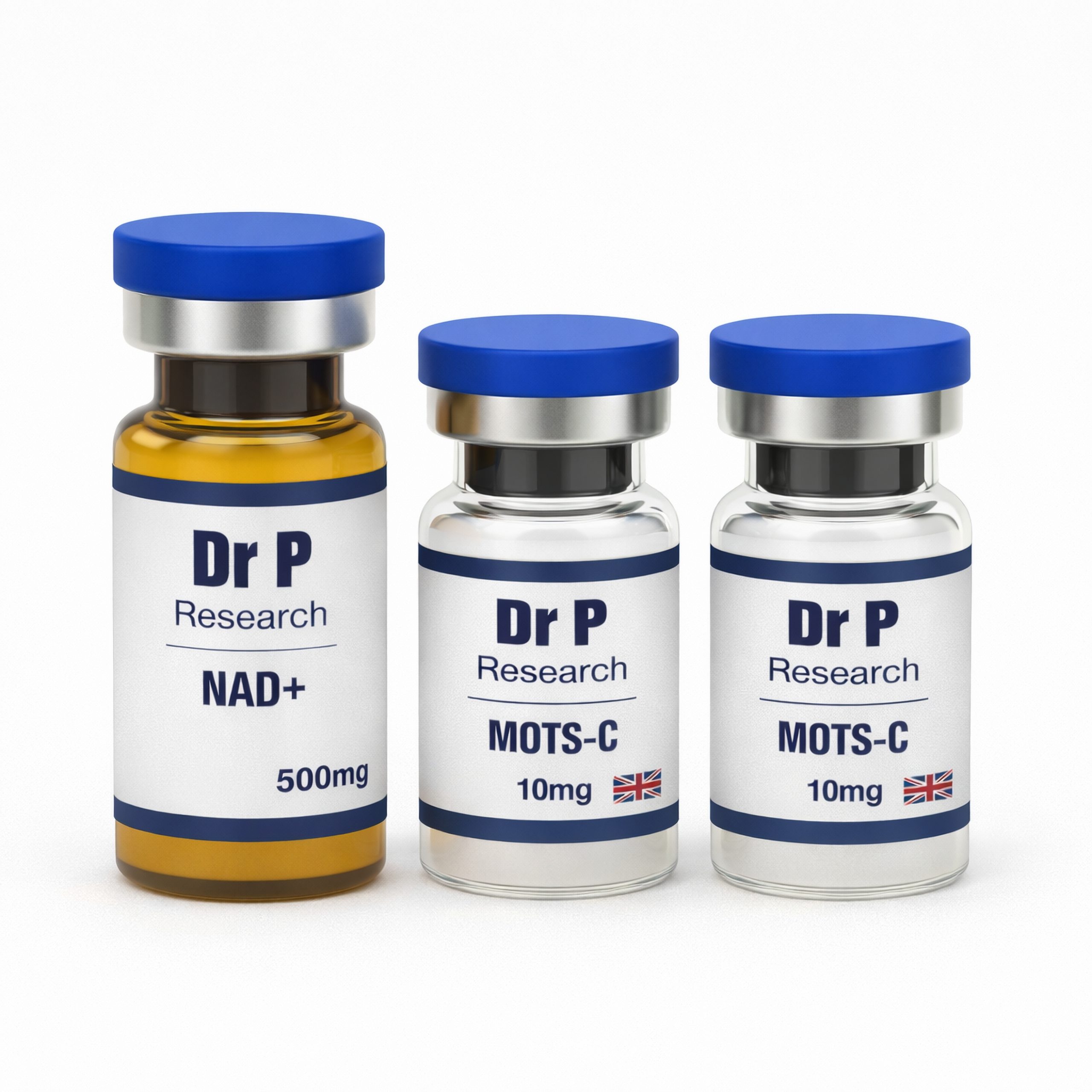 Dr P. NAD+ 500mg + 2 x MOTS-C 10mg Research Grade Material Bundle (For Laboratory Use Only)