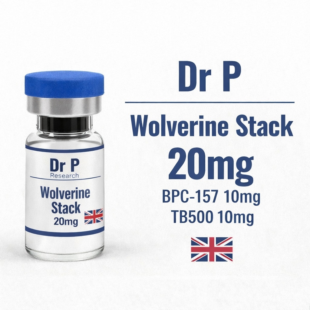 Dr P, WOLVERINE STACK RESEARCH BLEND 20MG. BPC-157 10MG, TB500 10MG. TOTAL 20MG RESEARCH MATERIAL (FOR LABORATORY USE ONLY)